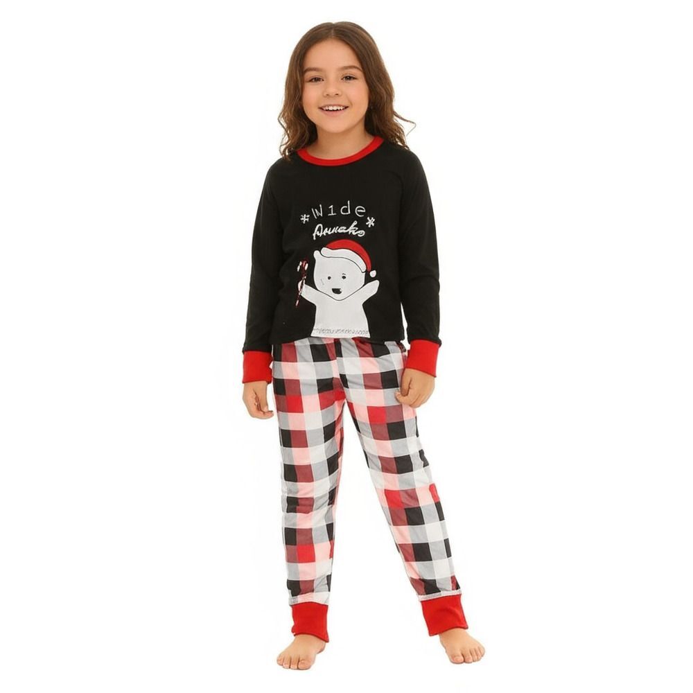 NWT Pajama Set Womens Size XL Black Red Plaid Christmas Polar Bear Graphic Cozy - Picture 3 of 6